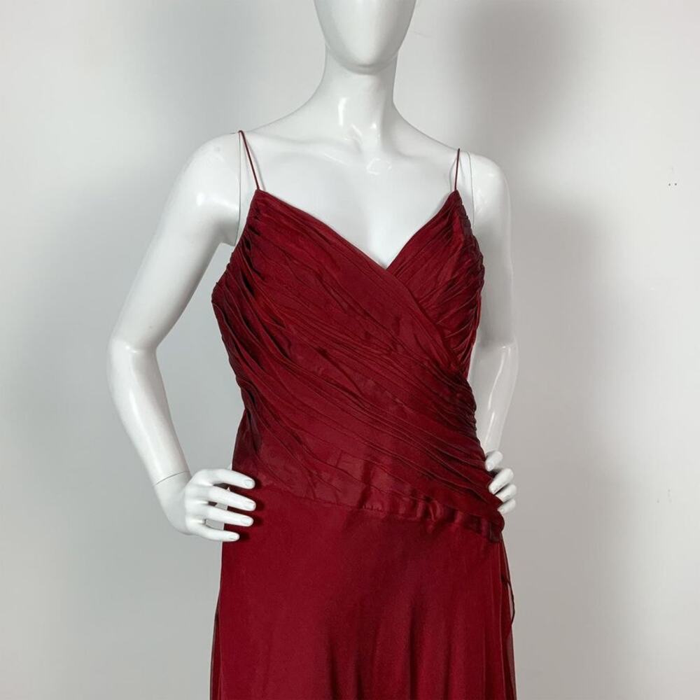 Carmen Marc Valvo Signature Deep Red Silk Cocktail Dress - Picture 2 of 12